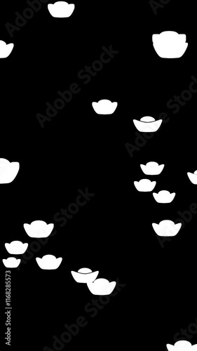 Chinese new year Gold nugget drop on black background