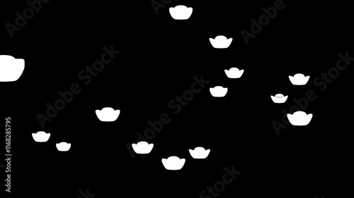 Chinese new year Gold nugget drop on black background