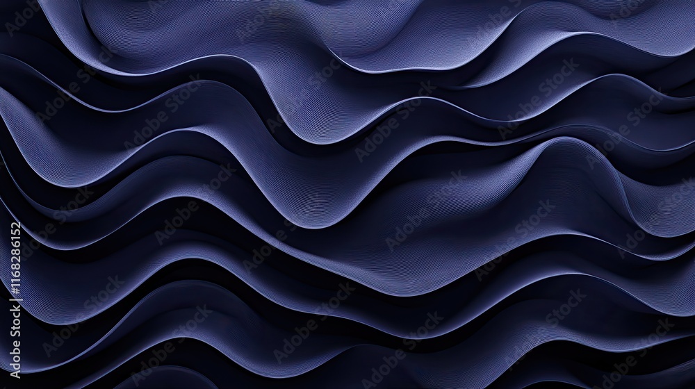Obraz premium Abstract flowing liquid effect in shades of deep purple and navy, forming a mesmerizing wave-like texture.