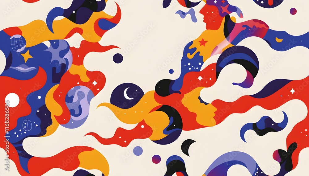 Fototapeta premium Abstract Illustration: Cosmic Flames