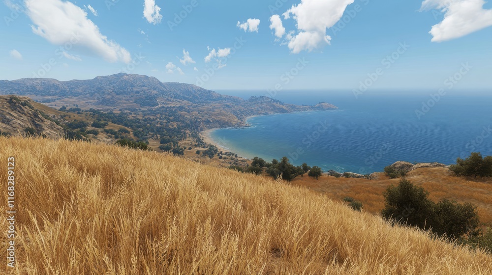 A panoramic view of a golden field of tall grass with a distant horizon under a blue sky, offering a serene and expansive nature background. A panoramic view of a golden field of tall grass with a distant horizon under a blue sky, offering a serene and expansive nature background.