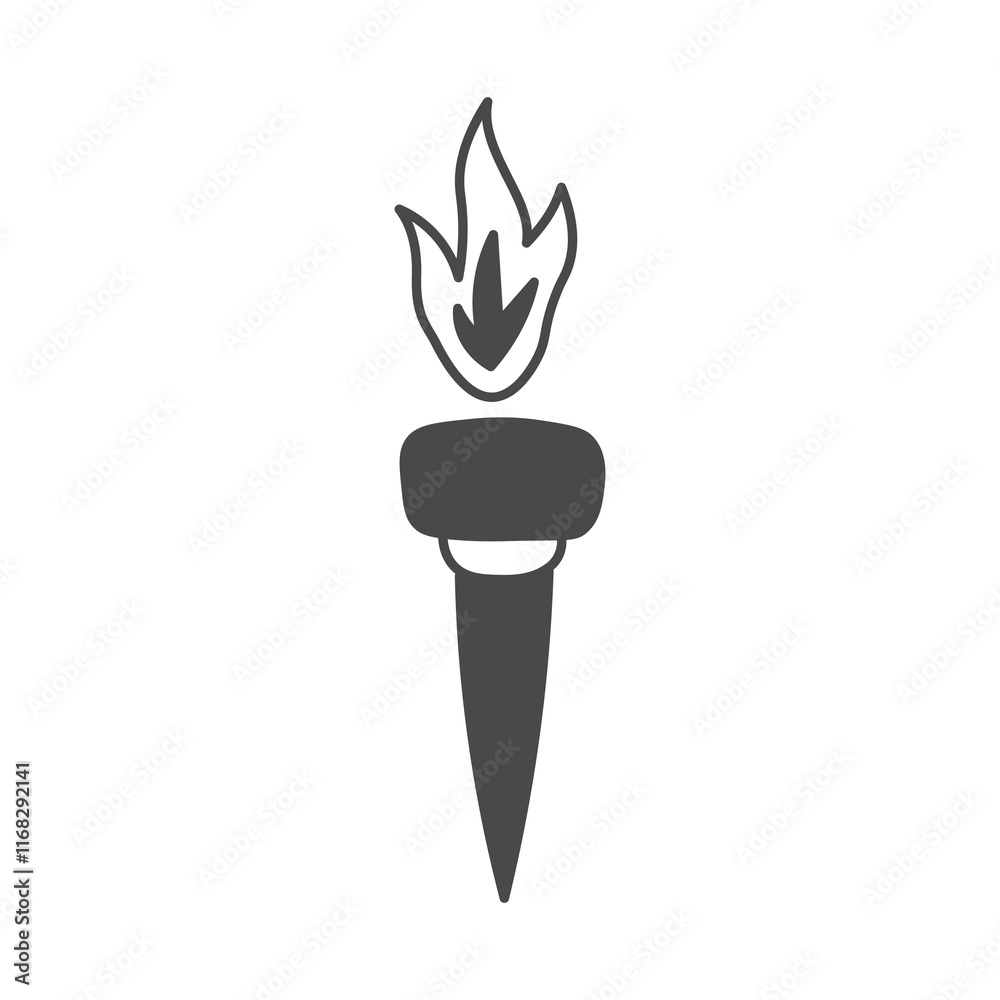 Torch hand drawn icon. Doodle medieval fire flame light symbol. Vector illustration Torch hand drawn icon. Doodle medieval fire flame light symbol. Vector illustration