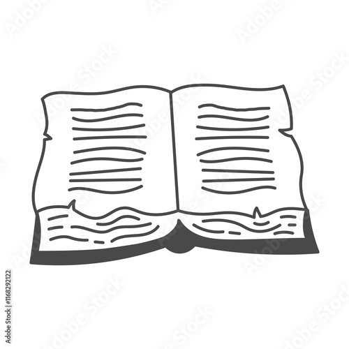 Old Tome hand drawn Icon. Medieval book in hardcover. Bookworm literature library witchcraft spellbook symbol. Reading vector illustration