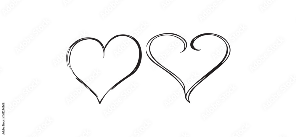 Print Hand drawn heart in thin line isolated, heart sketch doodle, scribble shape design for greeting invitation, wedding love, valentines, women, mother day, birthday or charity - vector Print Hand drawn heart in thin line isolated, heart sketch doodle, scribble shape design for greeting invitation, wedding love, valentines, women, mother day, birthday or charity - vector