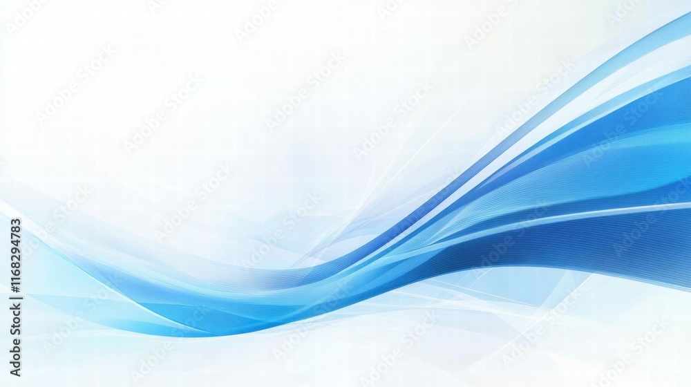 Obraz premium Abstract blue wave design on a light background, suitable for presentations or digital media.