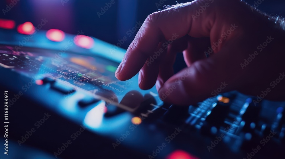 Close-up of a man hand using a tablet to control smart home devices for a home automation ad Close-up of a man hand using a tablet to control smart home devices for a home automation ad
