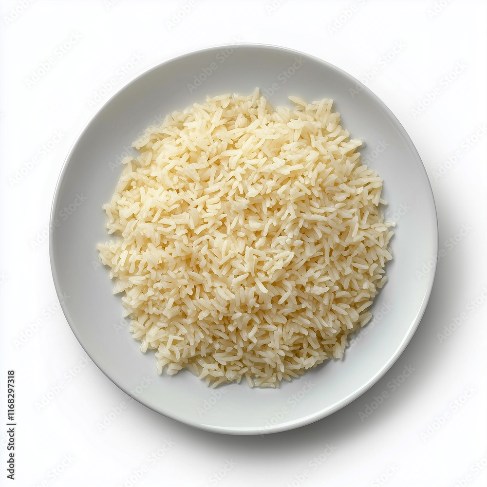 cooked white rice in a bowl isolated on white cooked white rice in a bowl isolated on white