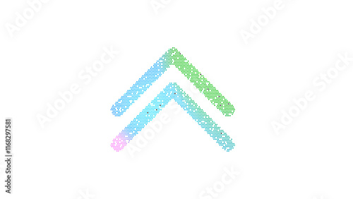 Wallpaper Mural Icon chevron double up is made up of LED square shapes. There are bright diodes and there are black dead diodes Torontodigital.ca