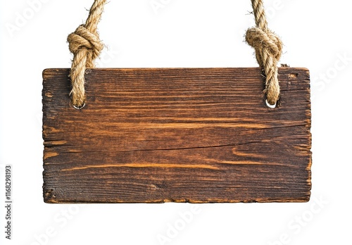 Rustic wooden sign hanging on rope. (12) photo