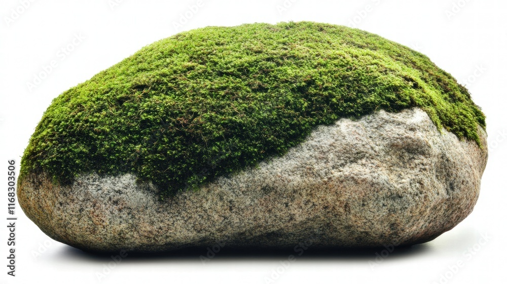 Mossy Boulder Isolated on White Mossy Boulder Isolated on White