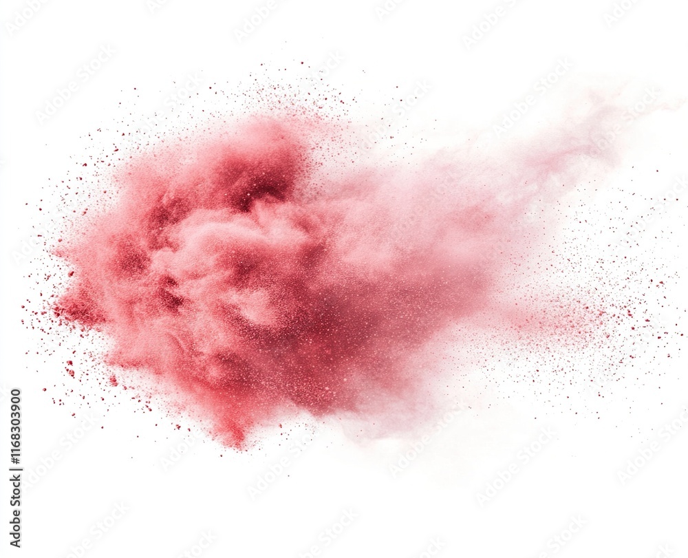 Abstract Red Powder Explosion on White Background Abstract Red Powder Explosion on White Background