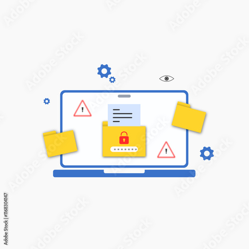 Cybersecurity icons in data protection, secure connections, privacy, hacking threats, and compliance measures. Cyber threats, data privacy, internet malware. Vector illustration