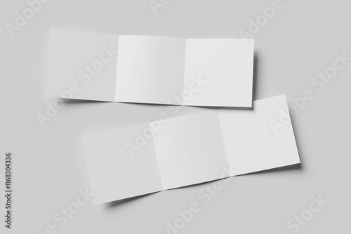 Blank tri-fold square brochure mockup