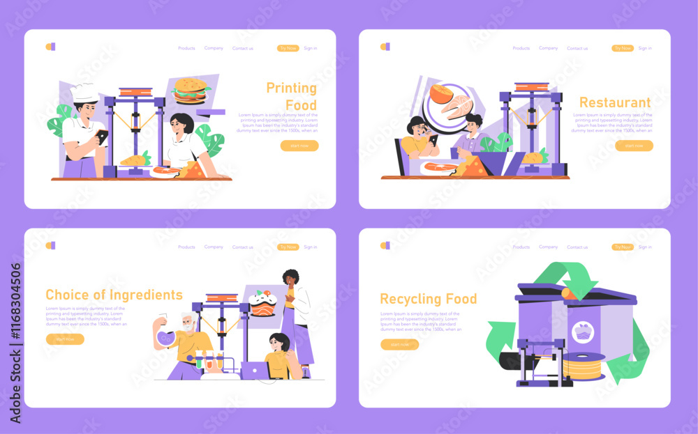 Printing Food. Flat Vector Illustration Printing Food. Flat Vector Illustration
