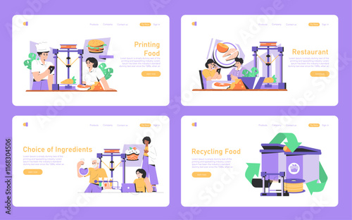 Printing Food. Flat Vector Illustration