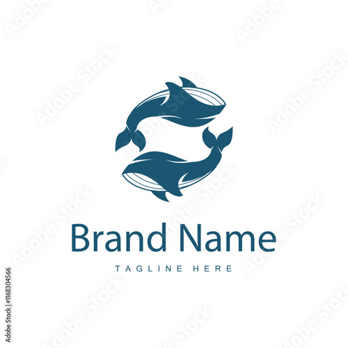 Simple whale logo sea animal silhouette design deep ocean concept big sea animal template illustration photo