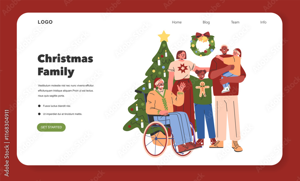 Fototapeta premium Christmas Family. Flat Vector Illustration