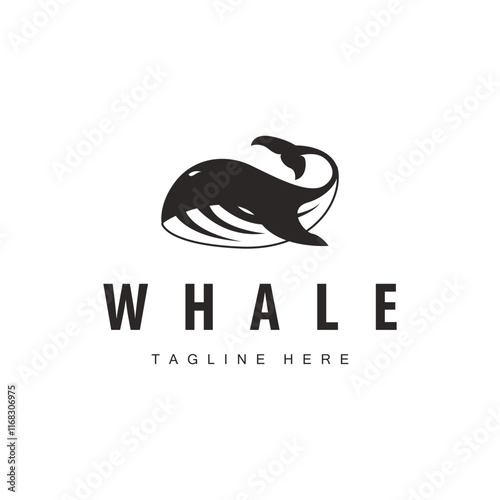 Simple whale logo sea animal silhouette design deep ocean concept big sea animal template illustration