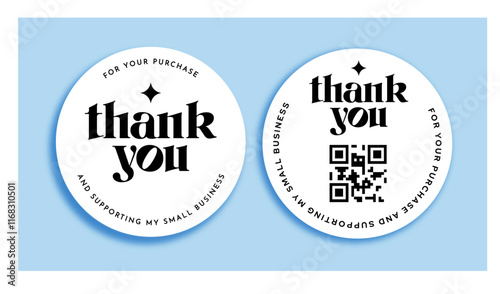Vector thank you sticker template business packaging packaging sticker retro 70s