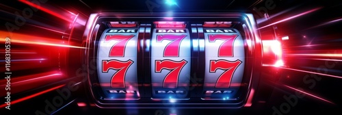 	
Image of a slot machine display in a casino, concept of gambling, gambling addiction, online casino game, banner	
