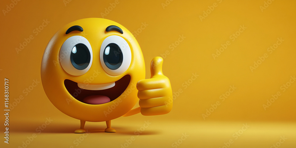 A cheerful 3D rendered emoji with a thumbs up gesture. A cheerful 3D rendered emoji with a thumbs up gesture.