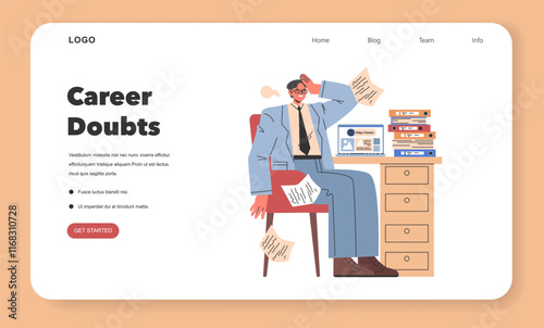 Men Midlife Crisis. Flat Vector Illustration
