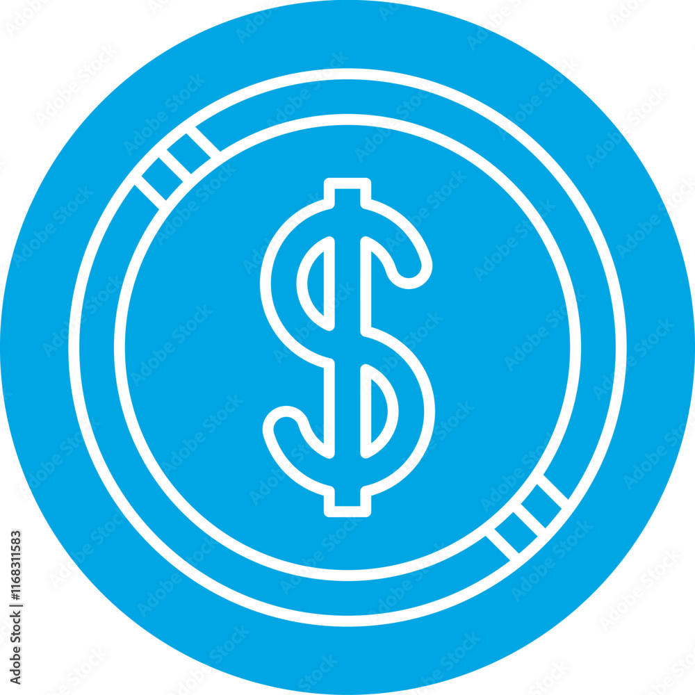 Dollar Coin icon single vector illustration Dollar Coin icon single vector illustration