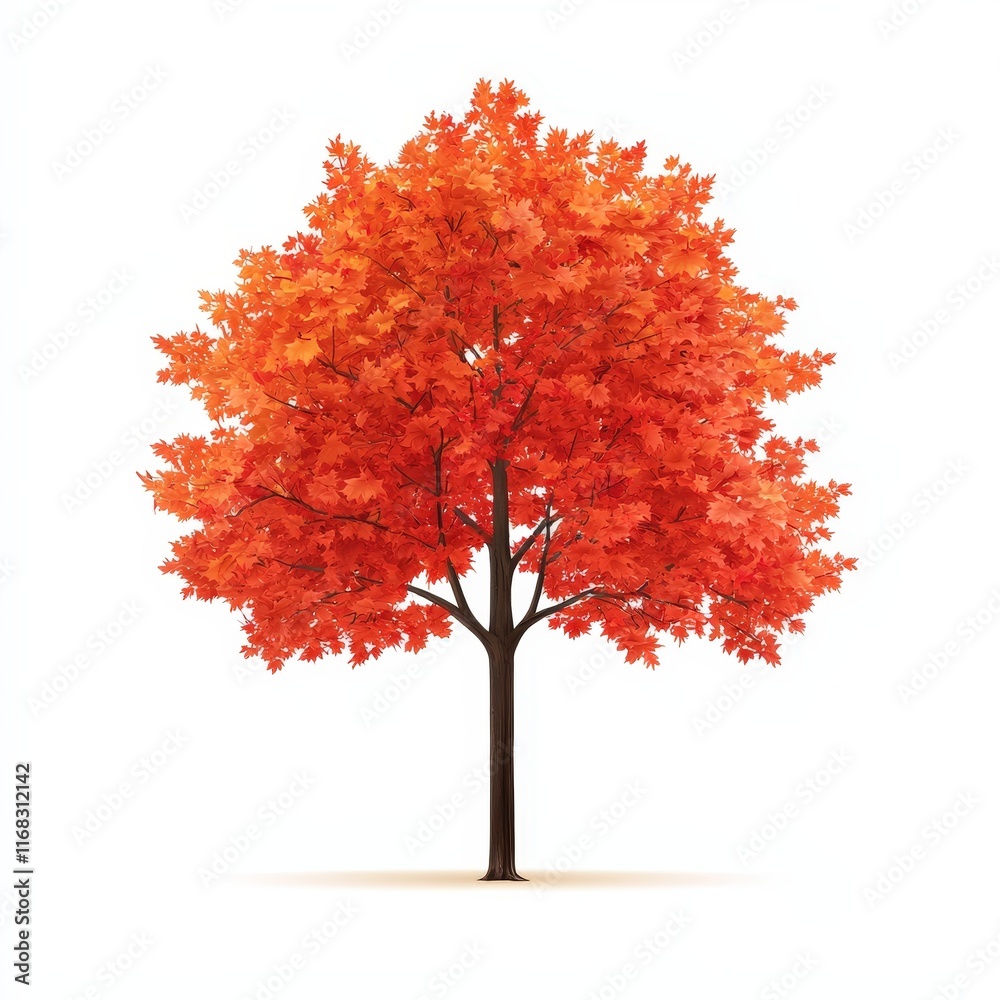a maple tree with red autumn leaves, seasonal tree, digital painting, rich warm hues, isolated on white background a maple tree with red autumn leaves, seasonal tree, digital painting, rich warm hues, isolated on white background
