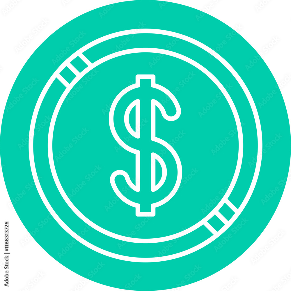 Dollar Coin icon single vector illustration Dollar Coin icon single vector illustration