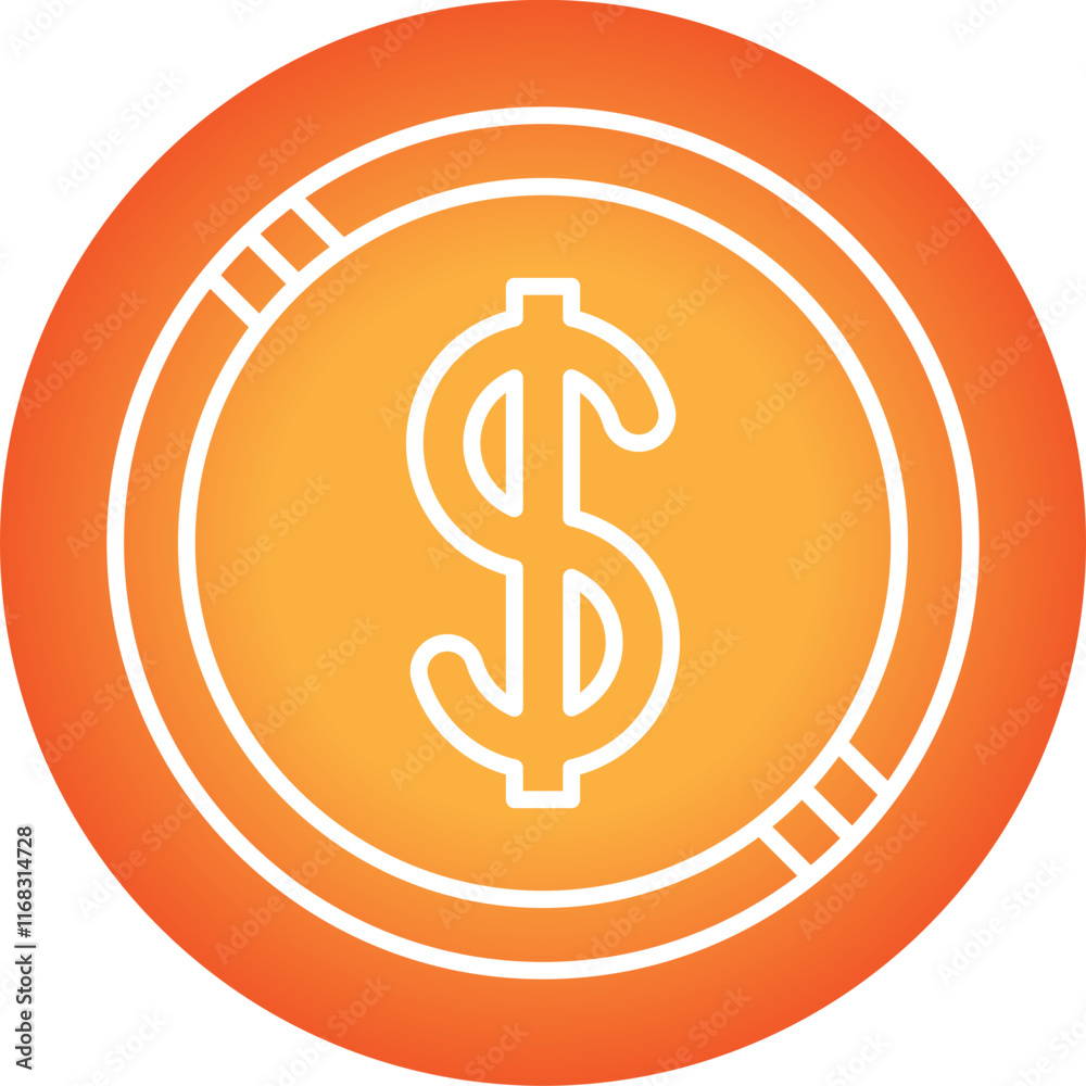 Dollar Coin icon single vector illustration Dollar Coin icon single vector illustration