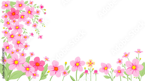 Pink Flower Frame: Delicate Spring Blossoms 