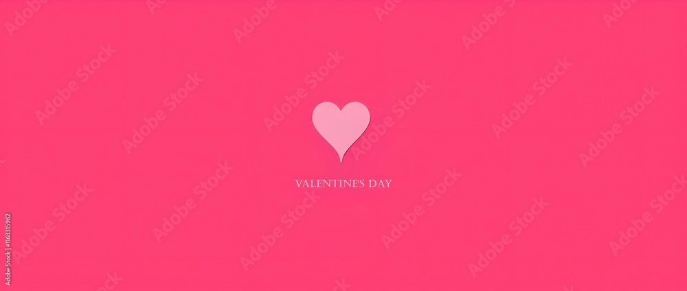 Minimalistic pink background with a small heart and 'Valentine's Day' text. Simple romantic greeting design Minimalistic pink background with a small heart and 'Valentine's Day' text. Simple romantic greeting design