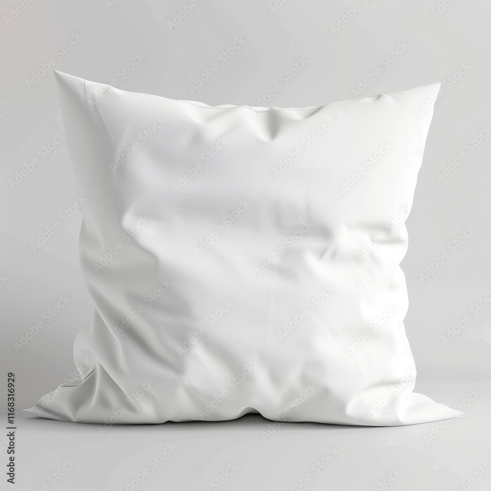 White square pillow, crumpled fabric texture, isolated on white background. White square pillow, crumpled fabric texture, isolated on white background.