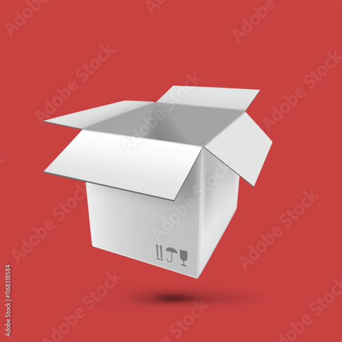 White Paper open carton Box Mockup Design vector Background