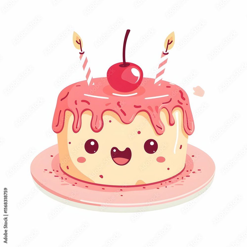 Cute Cartoon Birthday Cake Illustration Cute Cartoon Birthday Cake Illustration