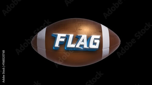 american football flag 3d text pop in, suitable for editing and broadcasting