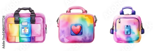 Medical tools surgical concept. A vibrant collection of colorful bags featuring playful designs, ideal for school and daily activities.