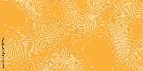 Luxury orange shiny landscape with white lines vector minimal illustration fractal abstract landscape, geodesy topography map seamless pattern geographic mountain relief abstract lines background.