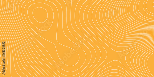 Luxury orange shiny landscape with white lines vector minimal illustration fractal abstract landscape, geodesy topography map seamless pattern geographic mountain relief abstract lines background.