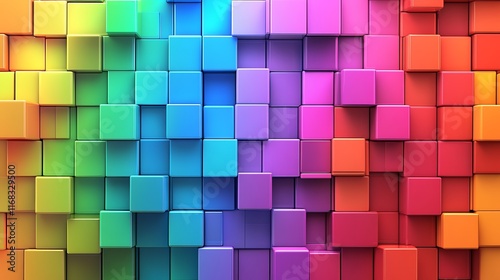 Colorful abstract background of rainbow cubes.