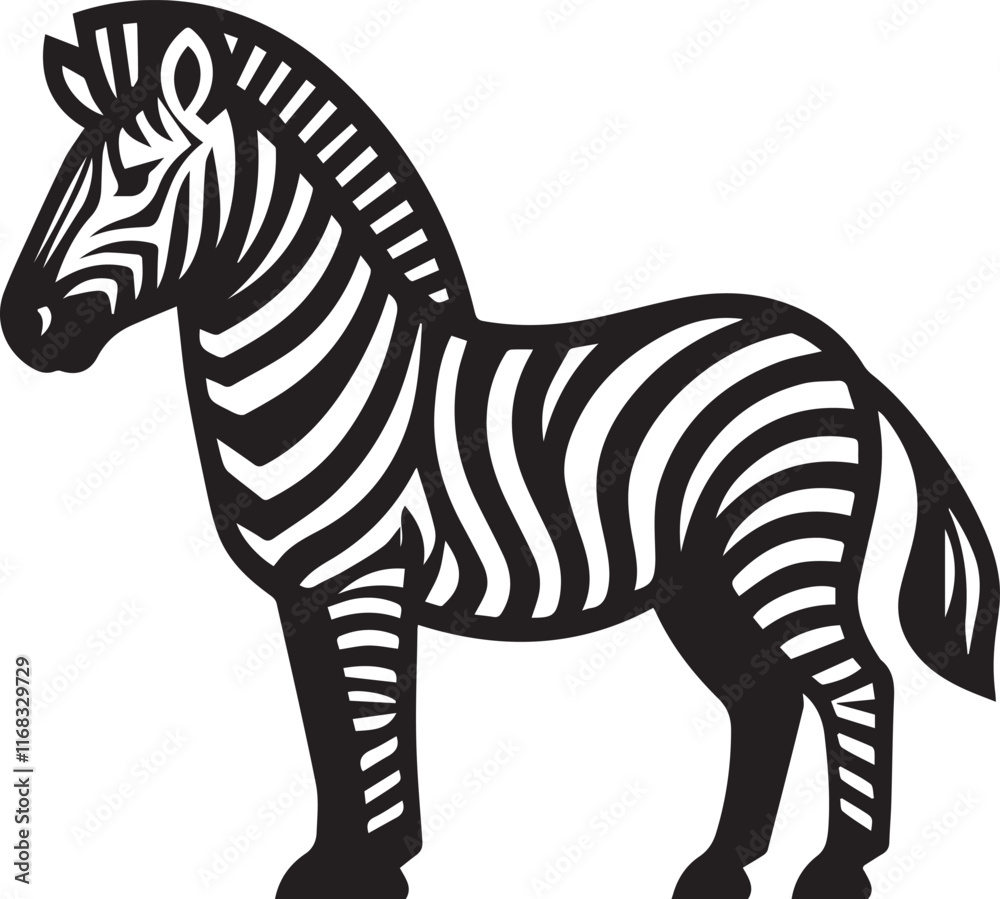 Fototapeta premium Zebra vector illustration black and white