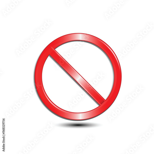 Vector illustration of general prohibition sign. Red circle with a red diagonal line through it. International no symbol. Graphic design with contour. Isolated on