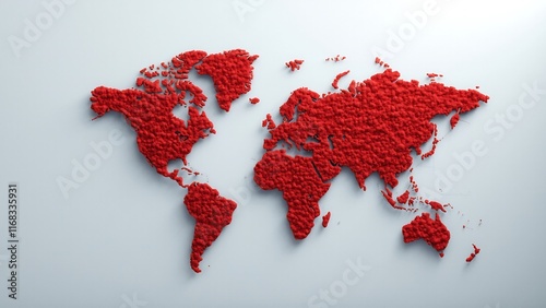 Red textured world map