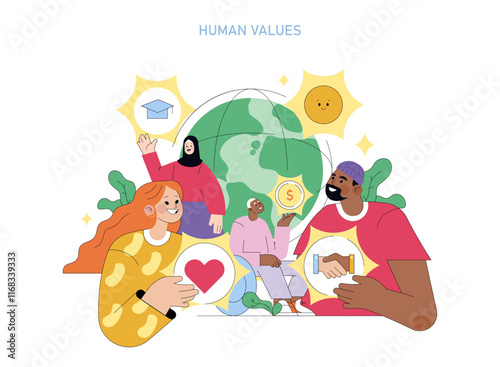 Human Values. Flat Vector Illustration