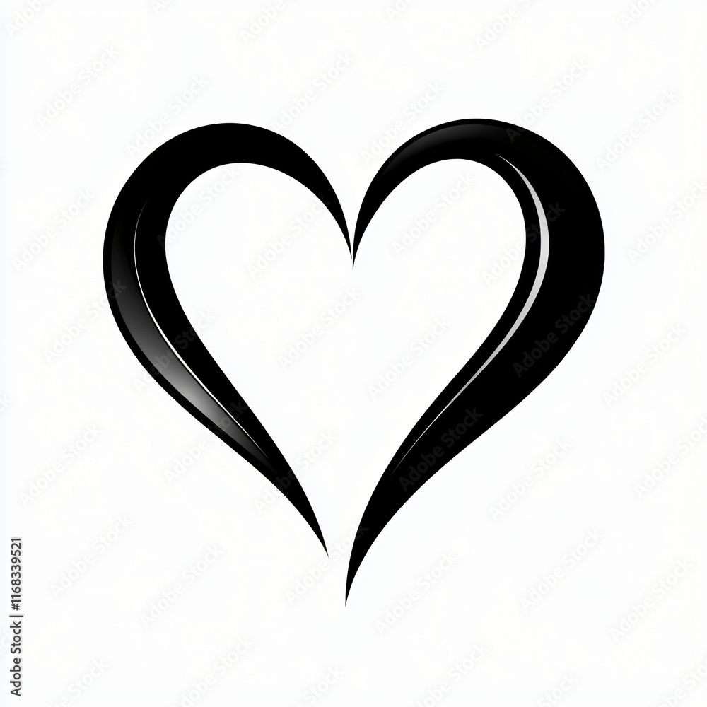 Stylish black heart outline on a minimalist white background, perfect for love-themed designs, Valentine's Day, romantic events, and branding for jewelry or gifts. Stylish black heart outline on a minimalist white background, perfect for love-themed designs, Valentine's Day, romantic events, and branding for jewelry or gifts.