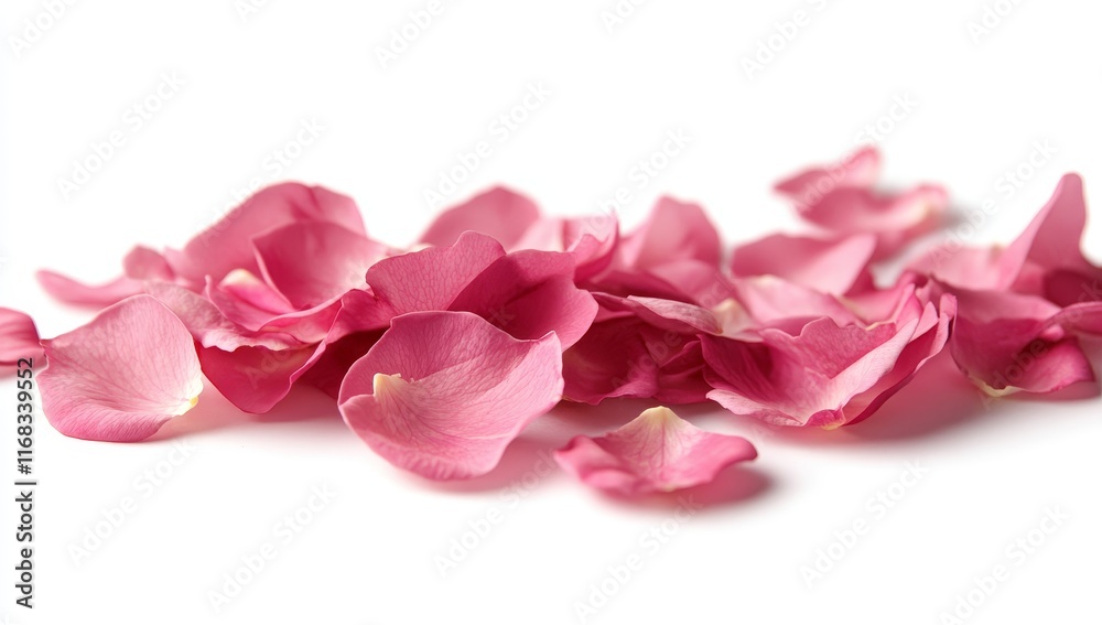 Pink rose petals scattered on white background. (5) Pink rose petals scattered on white background. (5)