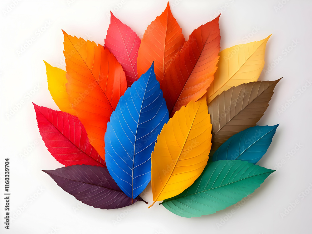Fototapeta premium A vibrant arrangement of colorful leaves showcasing the beauty of nature's palette.