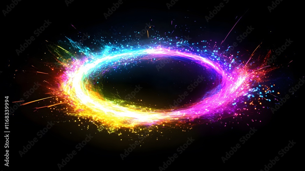 Obraz premium Vibrant Colorful Ring of Light Energy Explodes