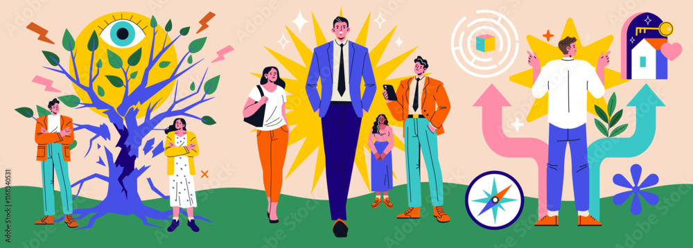 Fototapeta premium Logotherapy. Flat Vector Illustration