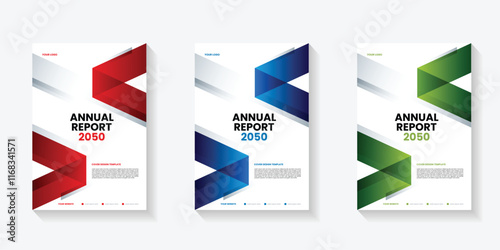 Modern folding ribbon theme book cover template in gradient color. A4 size book cover template for annual report, magazine, booklet, proposal, portfolio, brochure, poster